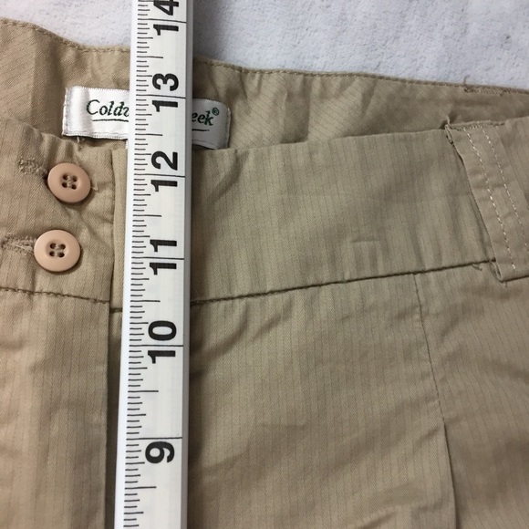 Coldwater Creek NWT Cuffed Pants Womens 14 Beige Pleated Cropped Leg - Picture 11 of 13